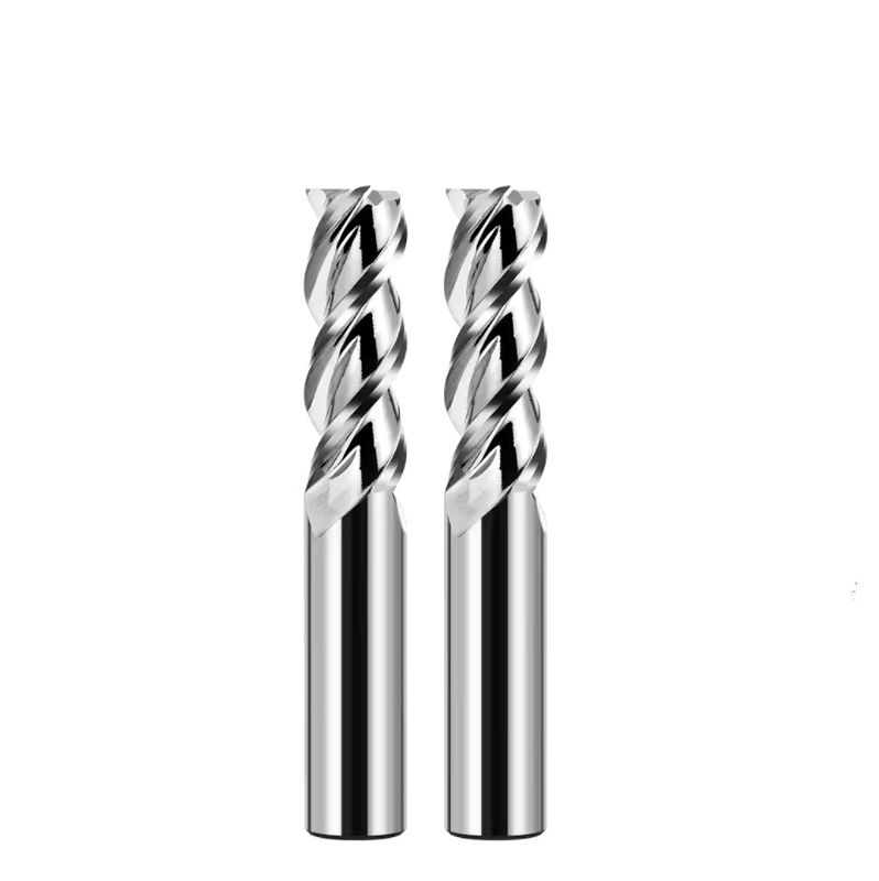 3 ฟลอยท์ Flat End Mill Cutter กระจกเลือง ไม่เคลือบสําหรับการแปรรูปอลูมิเนียม
