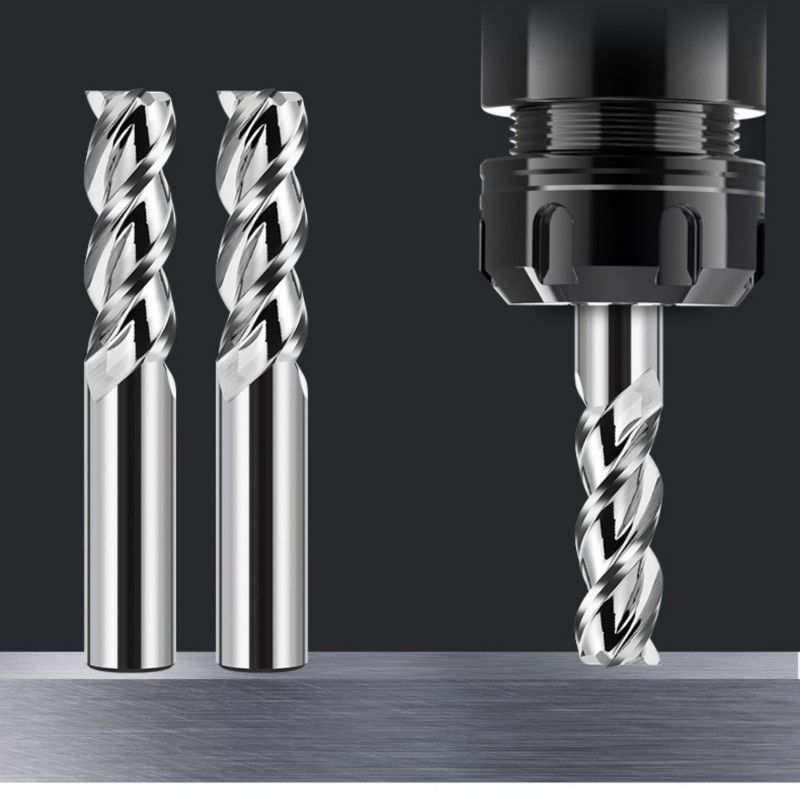 3 ฟลอยท์ Flat End Mill Cutter กระจกเลือง ไม่เคลือบสําหรับการแปรรูปอลูมิเนียม