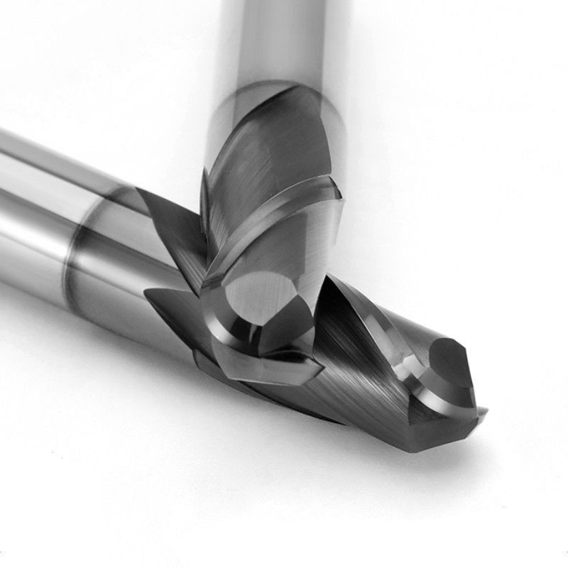 เครื่องมือบด CNC ความแม่นยําสูง เครื่องตัดคาร์ไบดแข็ง 2 ฟลอยต์ HRC66 องศาสําหรับเหล็กเหล็ก