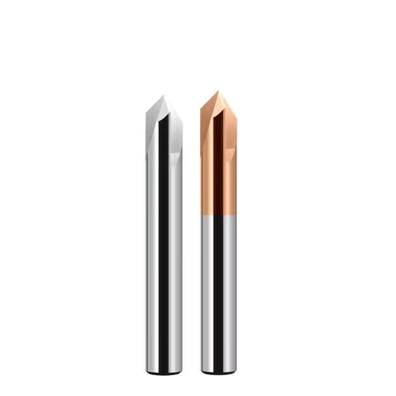 Chamfer Carbide End Mill HRC58 แข็งแรง 90 องศา 3 ฟลอยต์สําหรับเครื่องมือเครื่องเครื่องแกรฟ CNC