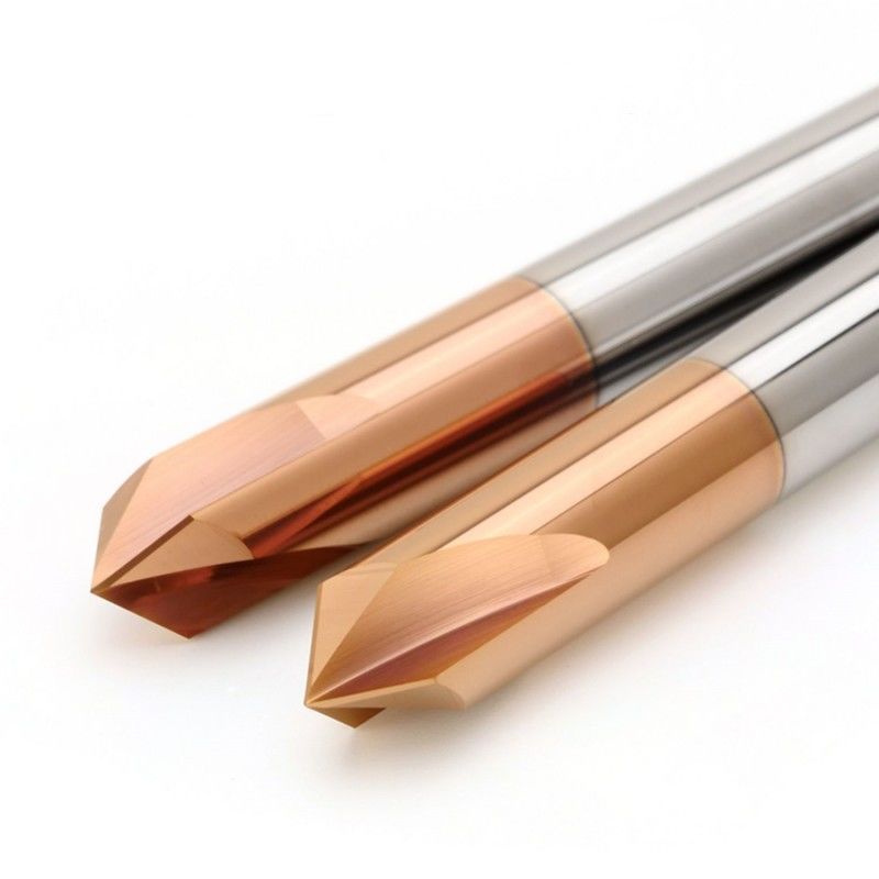 Chamfer Carbide End Mill HRC58 แข็งแรง 90 องศา 3 ฟลอยต์สําหรับเครื่องมือเครื่องเครื่องแกรฟ CNC