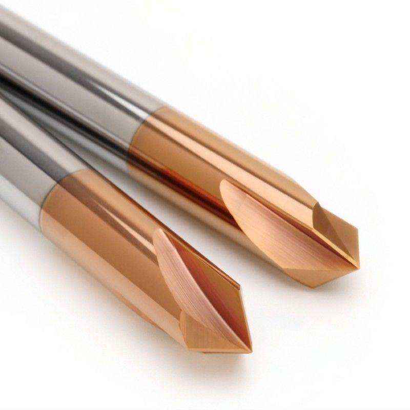 Chamfer Carbide End Mill HRC58 แข็งแรง 90 องศา 3 ฟลอยต์สําหรับเครื่องมือเครื่องเครื่องแกรฟ CNC