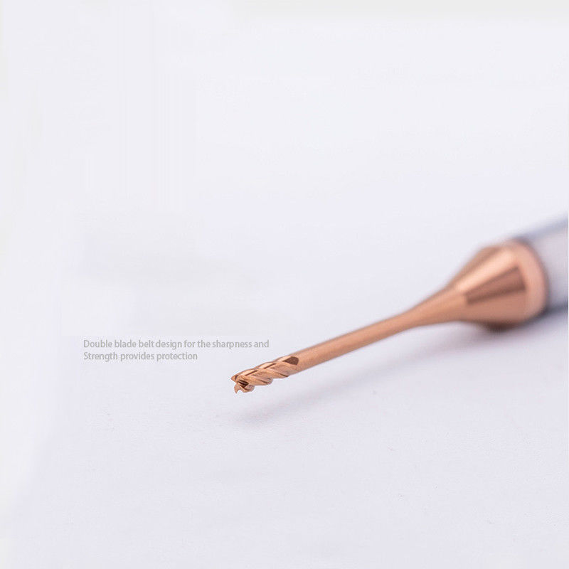 Tungsten Micro Diameter End Mill With 0.2mm Cutting Edge 2.5mm ความยาวของฟลอยต์